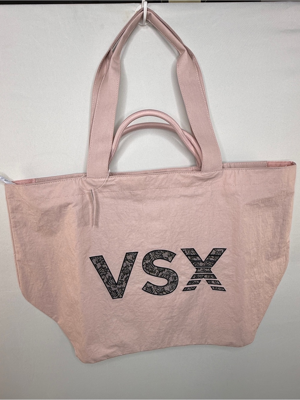 Victoria's Secret VSX Large Light Pink Logo Tote Bag Gym Travel Weekender - Picture 11 of 11
